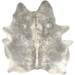 Large Gray and Off-White Brazilian Cowhide: has a mix of gray and off-white, and off-white on the belly, butt, and shanks - 7'7" x 6' (BRGR316)