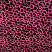 Closeup of this Large, Brazilian Cowhide, showing dyed pink and stenciled with a black, leopard print (BRLP082)