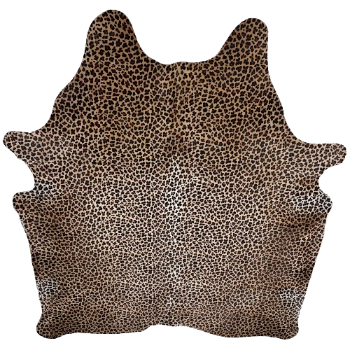 Brown and Black, Leopard Print on Light Beige and brown, Brazilian Cowhide - 7'5" x 6'5" (BRLP111)