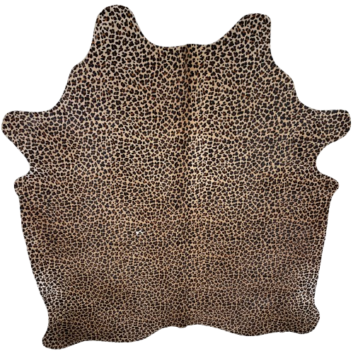 Leopard Print on Light Brown Brazilian Cowhide: light brown cowhide that has been stenciled with a brown and black, leopard print - 7'5" x 6'3" (BRLP122)