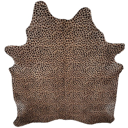 Leopard Print on Light Brown Brazilian Cowhide: light brown cowhide that has been stenciled with a brown and black, leopard print - 7' x 5'10" (BRLP124)