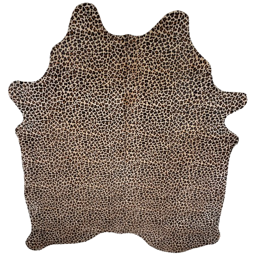 Leopard Print on Large Light Beige Brazilian Cowhide: light beige cowhide that has been stenciled with a brown and black, leopard print - 7'9" x 6'2" (BRLP133)