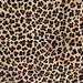 Closeup of this Large Light Beige Brazilian Cowhide, showing a stenciled, brown and black, leopard print (BRLP133)