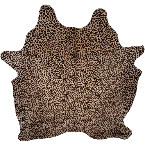 Leopard Print on Light Brown Brazilian Cowhide: light brown cowhide that has been stenciled with a brown and black, leopard print - 7'1" x 6' (BRLP134)