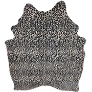 Leopard Brazilian Cowhide: off-white Brazilian cowhide with a black and brown, stenciled, leopard print - 6'9" x 5'4" (BRLP150)