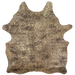 Large, Beige, Brazilian Cowhide with a brown and black,  Distressed Leopard acid wash & Metallic, Gold Acid Wash - 7'7" x 5'8" (BRLPAW081)