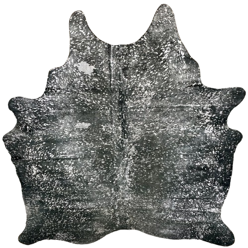 XXL Dyed Dk Gray Brazilian Cowhide with a metallic Silver Acid Wash - 8'8" x 7'3" (BRSLDAW510)
