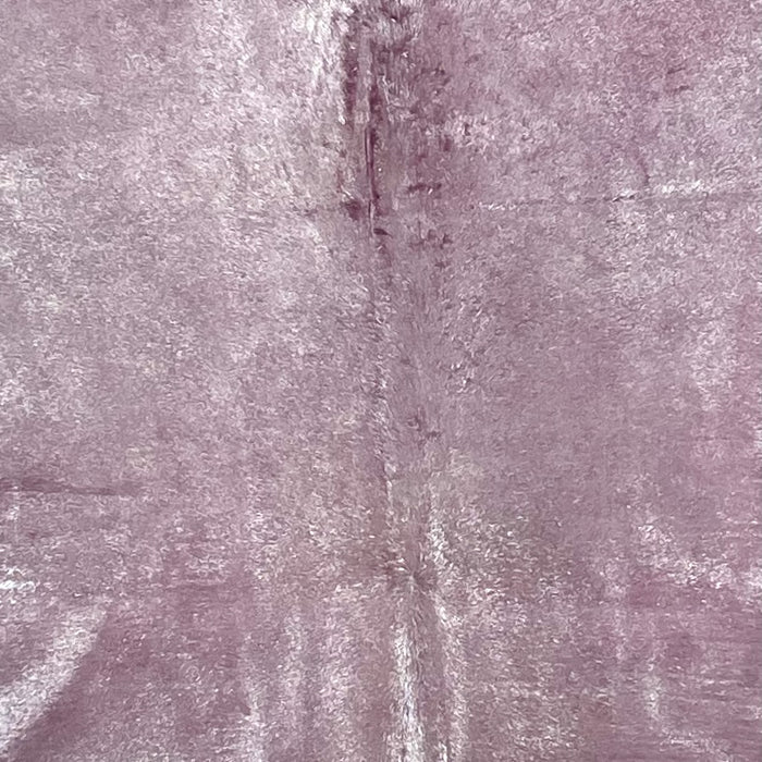 Closeup of this Brazilian Cowhide that has been dyed lilac, then misted with a Silver, metallic Shimmer (BRSLDS248)