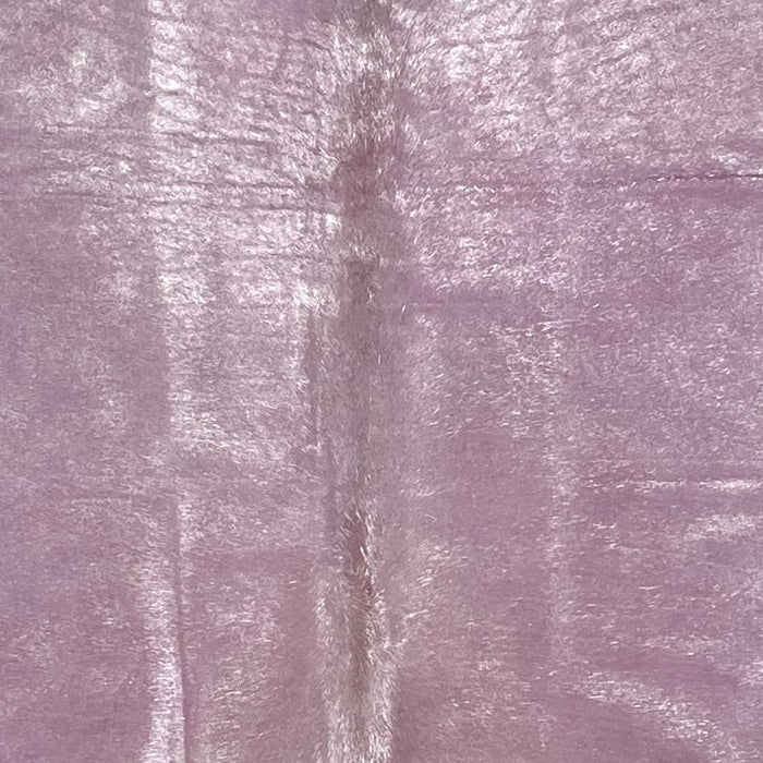 Closeup of this Brazilian Cowhide that has been dyed lilac, then misted with a Silver, metallic  Shimmer (BRSLDS249)