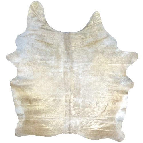 Large, Off-White, Brazilian Cowhide that has been sprayed with a Gold, metallic Shimmer - 7'8" x 6'3" (BRSLS240)
