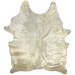Large, Off-White, Brazilian Cowhide that has been heavily sprayed with a Gold Shimmer - 7'9" x 6' (BRSLS241)