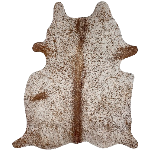 Large Off-White Brazilian Cowhide with a Brown Speckled Print - 7'8" x 5'2" (BRSP-P002)