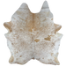 Large Light Brown and Off-White Speckled Brazilian Cowhide, 1 brand mark:  off-white with light brown speckles and spots, and one brand mark along the lower edge, on the right side - 7'10" x 6'4" (BRSP1923)