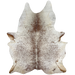 XL Off-White and Brown Speckled Brazilian Cowhide, 1 brand mark:  off-white with brown speckles, and it has one brand mark near the right hind shank - 8' x 5'8" (BRSP1981)