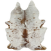 Large White and Brown Speckled Brazilian Cowhide, 1 brand mark:  white with brown speckles and spots, and it has one brand mark near the lower edge, on the left side - 7'11" x 5'10" (BRSP1988)