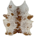 Large Off-White and Brown Speckled Brazilian Cowhide, 1 brand mark:  off-white with brown speckles and spots, and it has one brand mark on the right side, along the lower edge - 7'6" x 5'10" (BRSP2008)