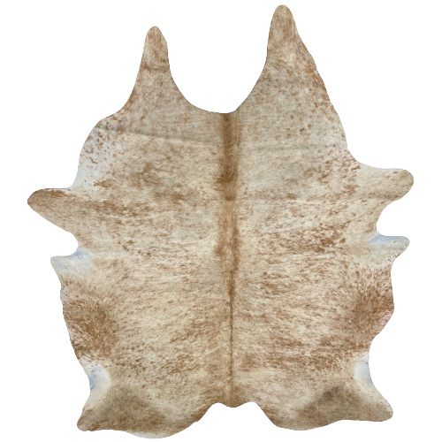 Large Brown and Off-White Speckled Brazilian Cowhide:  off-white with brown speckles and spots - 7'10" x 5'9" (BRSP2028)