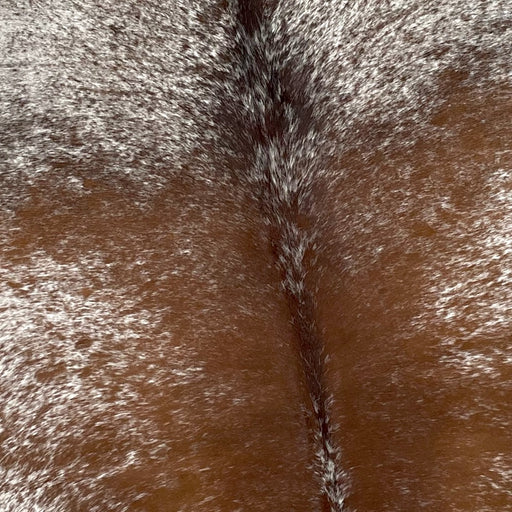 Closeup of this Large, Speckled, Brazilian Cowhide, showing white with brown speckles and spots (BRSP2134)