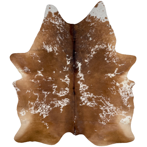 Brown and White Speckled Brazilian Cowhide:  brown with white spots that have brown speckles - 7'4" x 5'6" (BRSP2156)