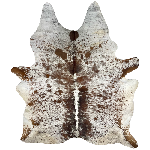 Large White and Brown Speckled Brazilian Cowhide:  white with brown speckles and spots - 7'11" x 6' (BRSP2202)