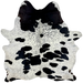 White and Black Cloudy Speckled Brazilian Cowhide:  white with black spots and cloudy, black speckles - 6'9" x 5'9" (BRSP2235)