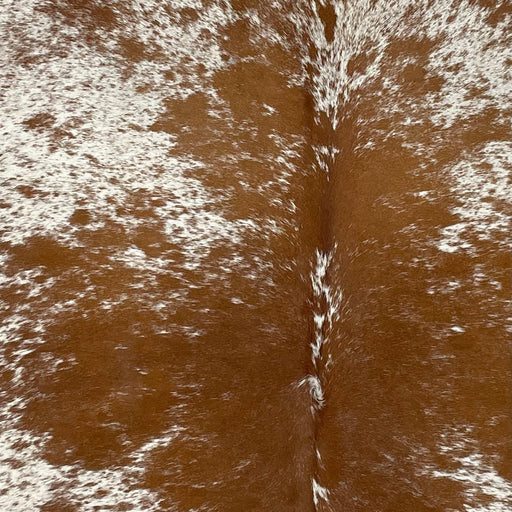 Closeup of this Speckled Brazilian Cowhide, showing white with brown spots and speckles (BRSP2408)