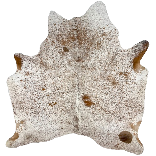 White and Brown Speckled Brazilian Cowhide:  white with brown speckles and spots - 6'3" x 5'6" (BRSP2415)