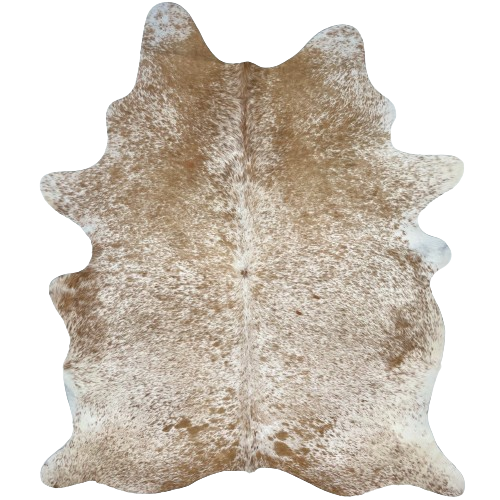 Light Brown and White Speckled Brazilian Cowhide:  white with light brown speckles and spots - 5'9" x 4'6" (BRSP2418)