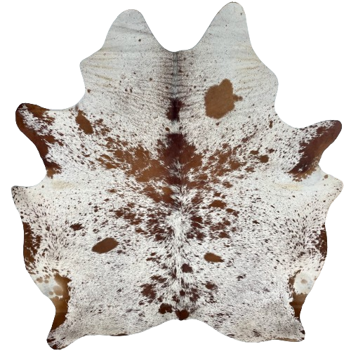 Large White and Brown Speckled Brazilian Cowhide:  white with brown spots and speckles - 7'10" x 6'7" (BRSP2436)