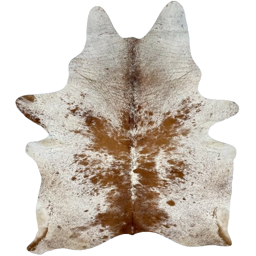 Large White and Reddish Brown Speckled Brazilian Cowhide:  white with reddish brown spots and speckles - 7'7" x 5'9" (BRSP2440)