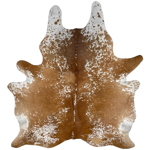 Large Brown and White Speckled Brazilian Cowhide:  white with large and small, brown spots and speckles - 7'7" x 6'1" (BRSP2488)