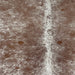 Closeup of this Speckled, Brazilian Cowhide, showing off-white with brown speckles and a few brown spots (BRSP2536)