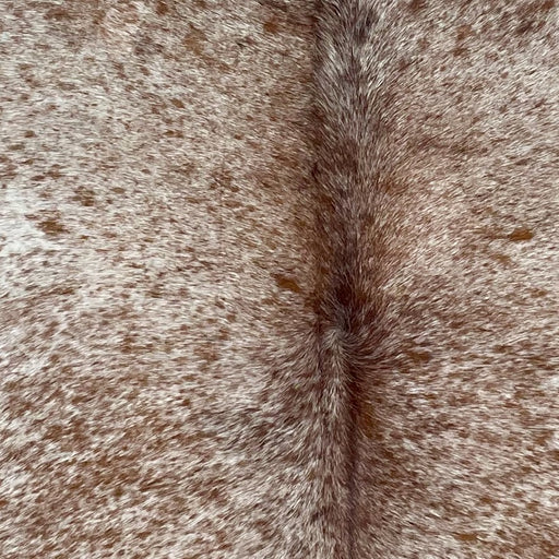 Closeup of this Speckled Brazilian Cowhides, showing white with brown speckles and spots (BRSP2683)