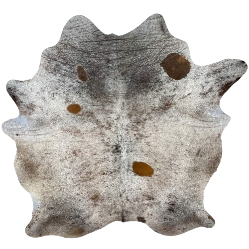 Tricolor Speckled Brazilian Cowhide: white with black and brown speckles and spots - 7'2" x 6'1" (BRSP2709)