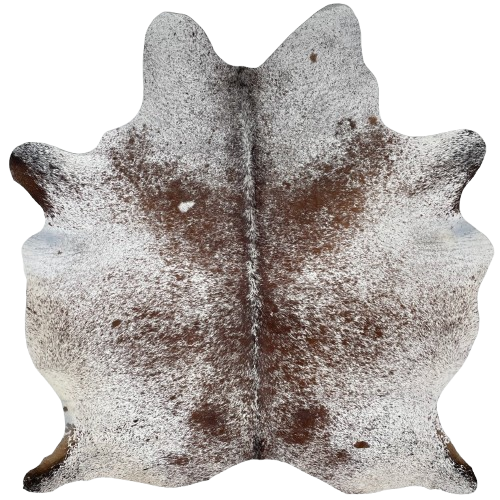 Brown and White Speckled Brazilian Cowhide: white with brown speckles and spots - 6'7" x 5'8" (BRSP2760)