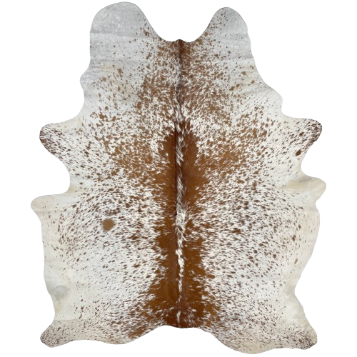 White and Brown Speckled Brazilian Cowhide: white with brown speckles and spots - 6'8" x 5'2" (BRSP2764)