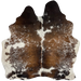 Tricolor Speckled Brazilian Cowhide: has a mix of brown and blackish brown, with white, cloudy speckles, and it has some white spots with black, cloudy speckles - 5'10" x 5'4" (BRSP2765)