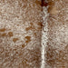 Closeup of this Speckled Brazilian Cowhide, showing white with brown speckles and spots (BRSP2770)