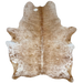 Large Caramel and White Speckled Brazilian Cowhide, 1 brand mark: white with caramel speckles and spots, and it has one brand mark on the right side of the butt - 7'8" x 5'11" (BRSP2775)