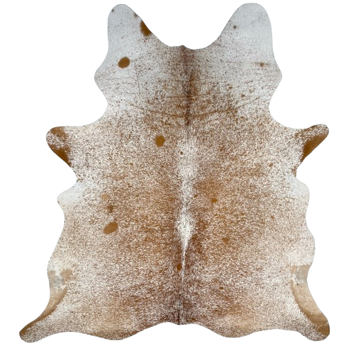 Brown and White Speckled Brazilian Cowhide: white with brown speckles and spots - 6'11" x 5'4" (BRSP2867)