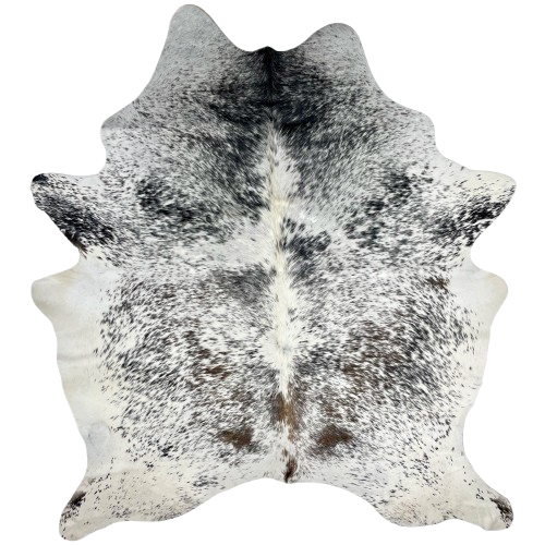 Tricolor Speckled Brazilian Cowhide: white with black and brown speckles and spots - 7'1" x 5'9" (BRSP2870)