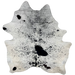 White and Black Speckled Brazilian Cowhide: white with black speckles and large and small, black spots - 7' x 5'11" (BRSP2915)