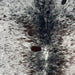 Closeup of this Large Tricolor Speckled Brazilian Cowhide, showing white with black and dark brown speckles and spots (BRSP2932)