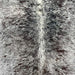 Closeup of this Large Tricolor Speckled Brazilian Cowhide, showing white with black and dark brown speckles and spots (BRSP2949)