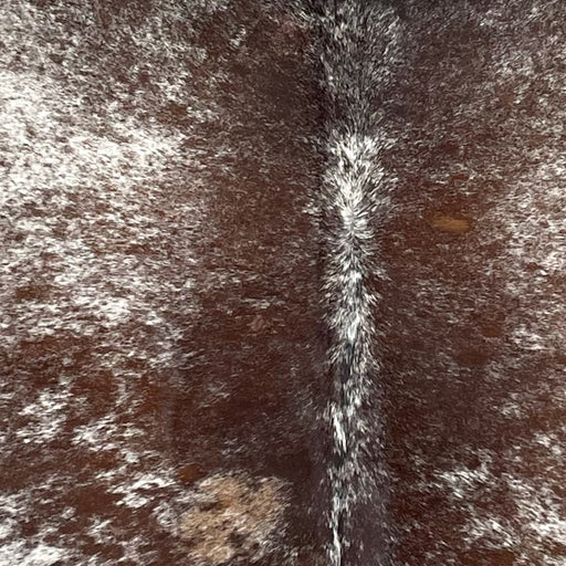 closeup of this Large Speckled Brazilian Cowhide, showing white with brown speckles and spots (BRSP2951)