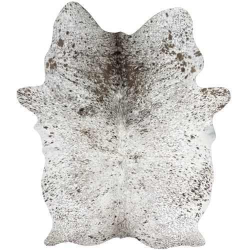 Large White and Chocolate Speckled Brazilian Cowhide: white with chocolate speckles and spots - 7'8" x 5'1" (BRSP2952)