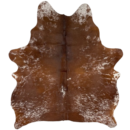 Brown and White Speckled Brazilian Cowhide: brown with white speckles - 5'5" x 4'11" (BRSP3016)