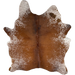 Reddish Brown and White Speckled Brazilian Cowhide: mostly solid reddish brown down the back, and it has white speckles and spots on the sides, belly, shanks, and part of the shoulder - 6'8" x 5'7" (BRSP3033)