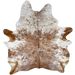 Reddish Brown and White Speckled Brazilian Cowhide: white with reddish brown speckles and spots - 6'10" x 5'11" (BRSP3130)