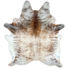 Tricolor Speckled Brazilian Cowhide: white with reddish brown and black speckles and reddish brown down the middle of the shoulder - 7'3" x 5'7" (BRSP3145)